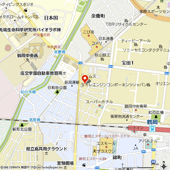 タイヤ館鶴岡付近の地図